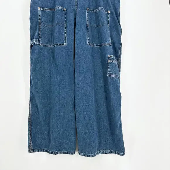 VTG 2003 Old Navy Cropped Bib Denim Overalls Women XL Y2K Grunge Loose Carpenter - Picture 9 of 12